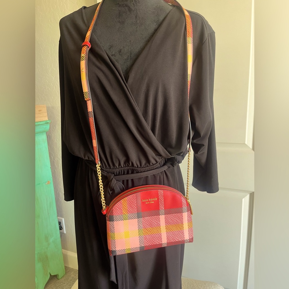 Adorable Kate Spade red plaid crossbody bag.